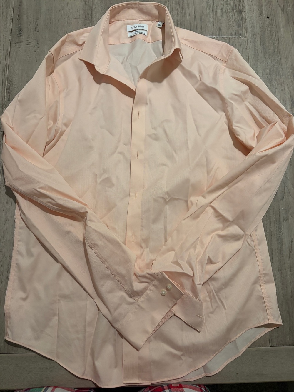 Calvin Klein Men's Peach Button-Up Dress Shirt